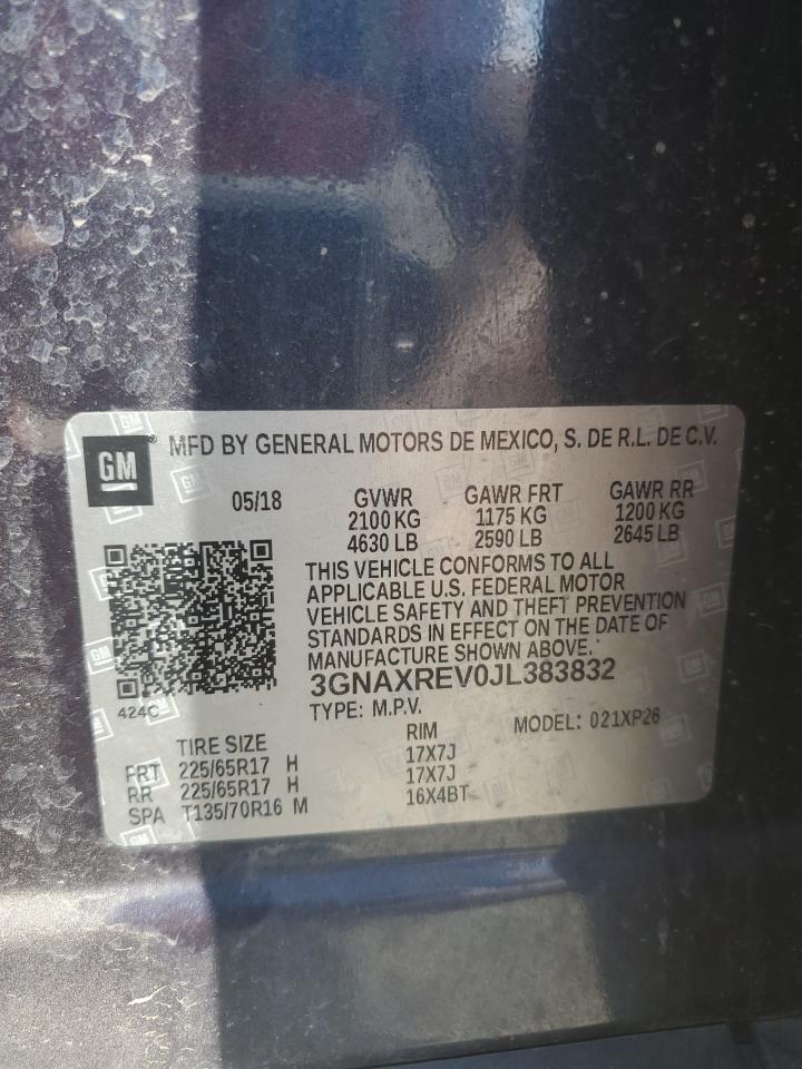 2018 Chevrolet Equinox Ls VIN: 3GNAXREV0JL383832 Lot: 65289825