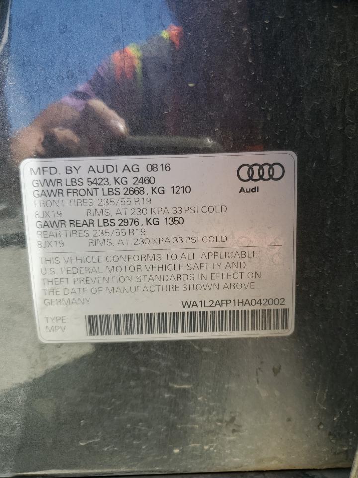 2017 Audi Q5 Premium Plus VIN: WA1L2AFP1HA042002 Lot: 64572825