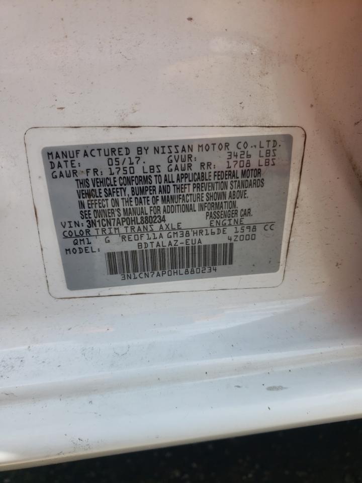 2017 Nissan Versa S VIN: 3N1CN7AP0HL880234 Lot: 64378885