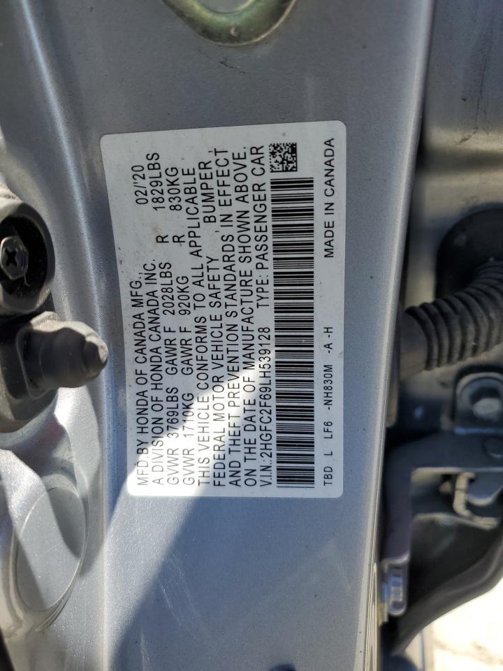 2020 Honda Civic Lx VIN: 2HGFC2F69LH539128 Lot: 64207265