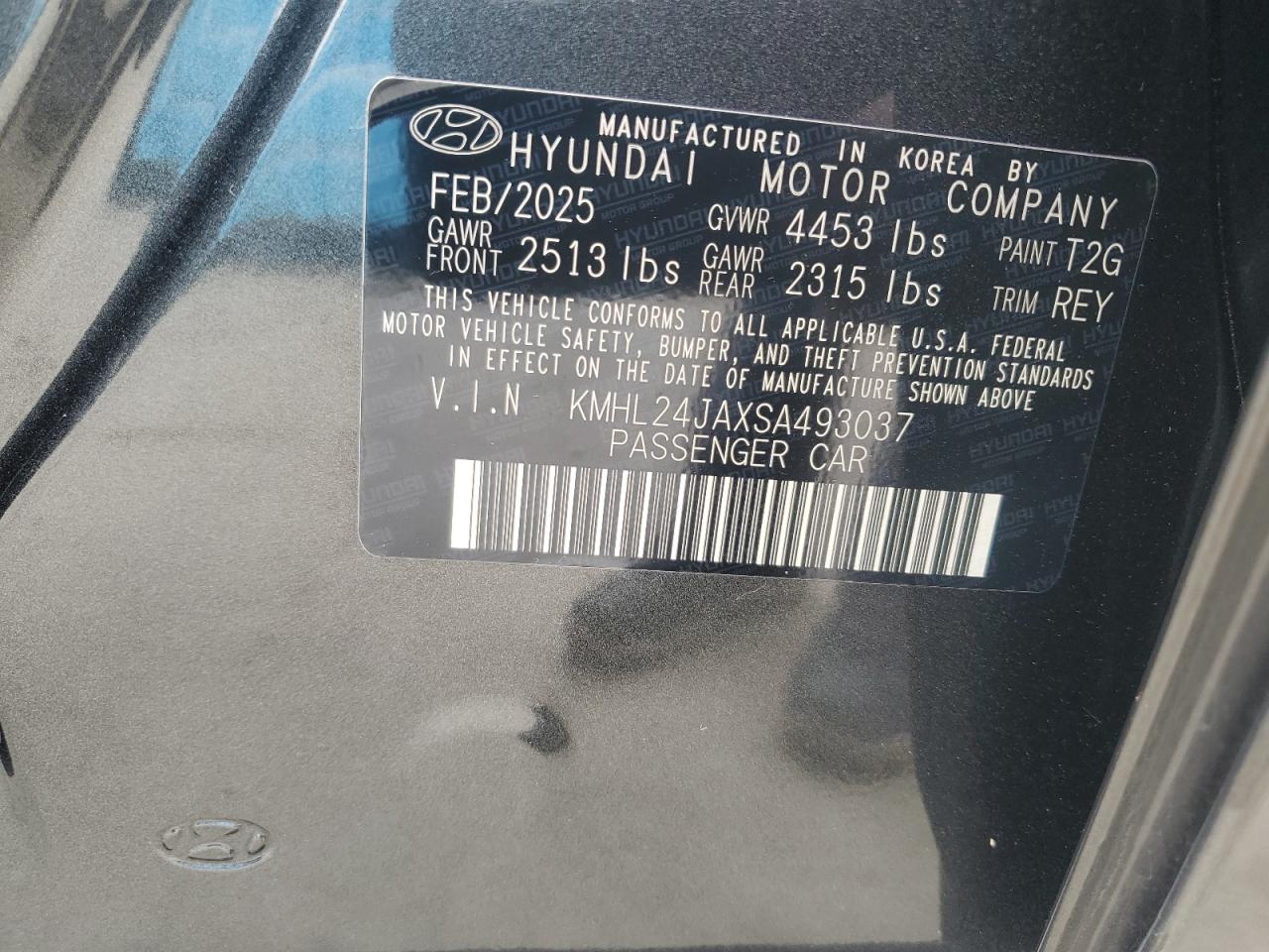 2025 Hyundai Sonata Se VIN: KMHL24JAXSA493037 Lot: 63192855