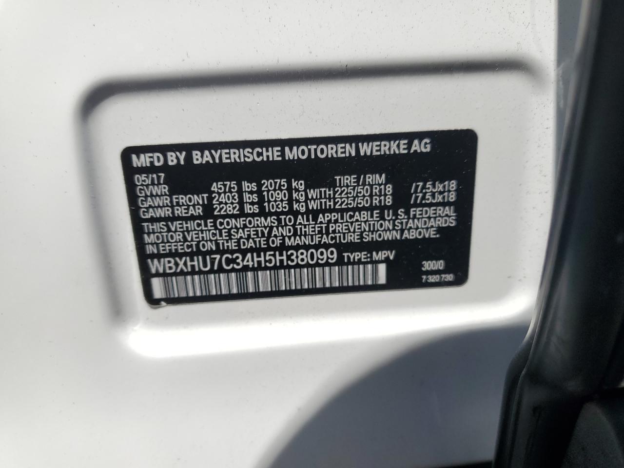 2017 BMW X1 Sdrive28I VIN: WBXHU7C34H5H38099 Lot: 66729455