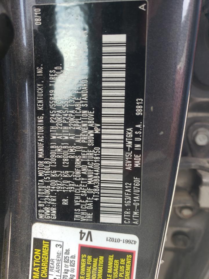 2010 Toyota Venza VIN: 4T3BA3BB4AU018150 Lot: 64948095