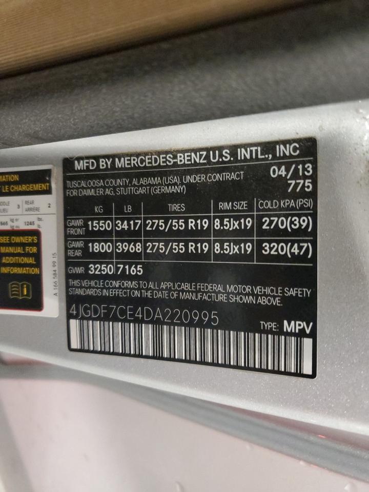 2013 Mercedes-Benz Gl 450 4Matic VIN: 4JGDF7CE4DA220995 Lot: 63686765