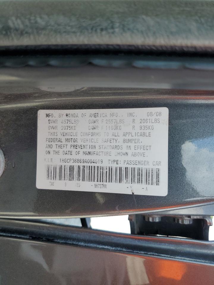 2009 Honda Accord Exl VIN: 1HGCP36869A004019 Lot: 64978215