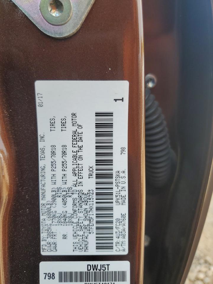 2017 Toyota Tundra Crewmax Sr5 VIN: 5TFEM5F17HX115723 Lot: 63642845