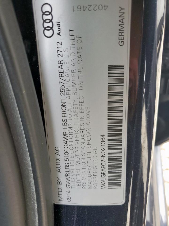 2015 Audi A6 Premium Plus VIN: WAUGFAFC2FN021364 Lot: 63521675