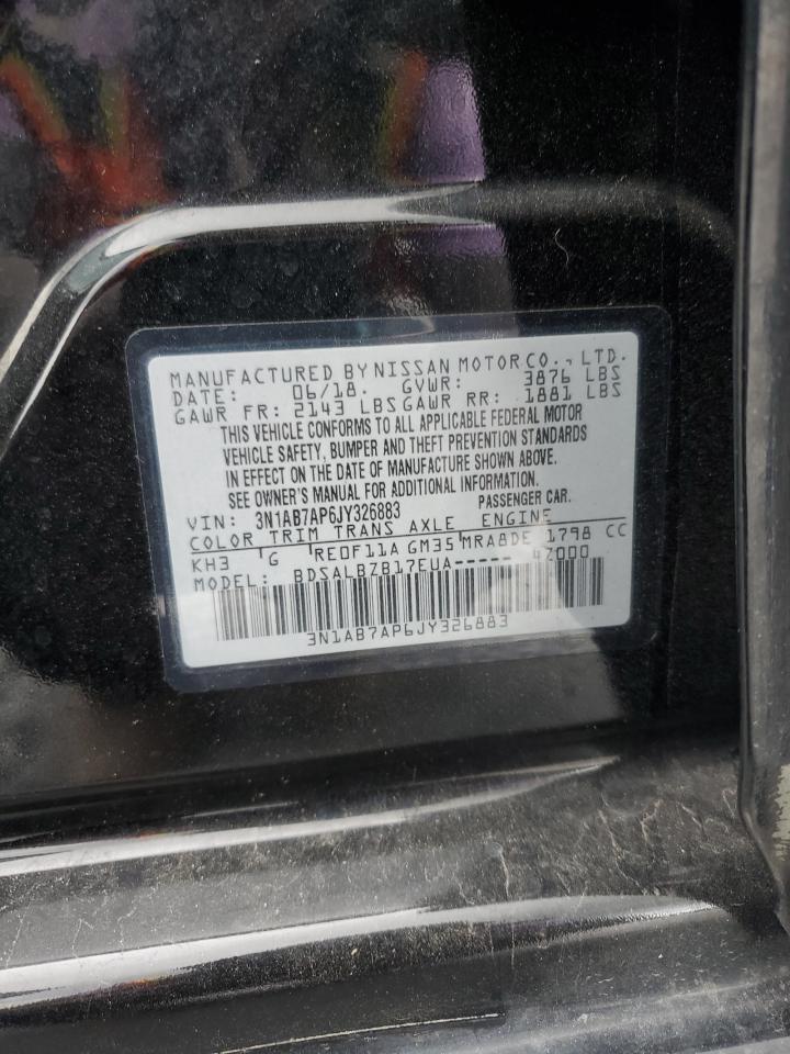 2018 Nissan Sentra S VIN: 3N1AB7AP6JY326883 Lot: 65966885