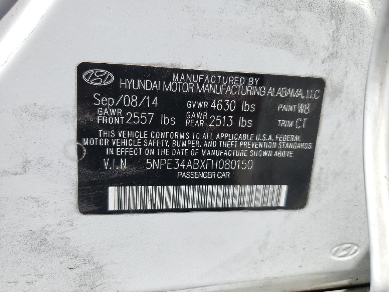 2015 Hyundai Sonata Sport VIN: 5NPE34ABXFH080150 Lot: 65253045