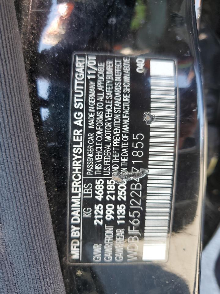 2002 Mercedes-Benz E 320 VIN: WDBJF65J22B471855 Lot: 64238325