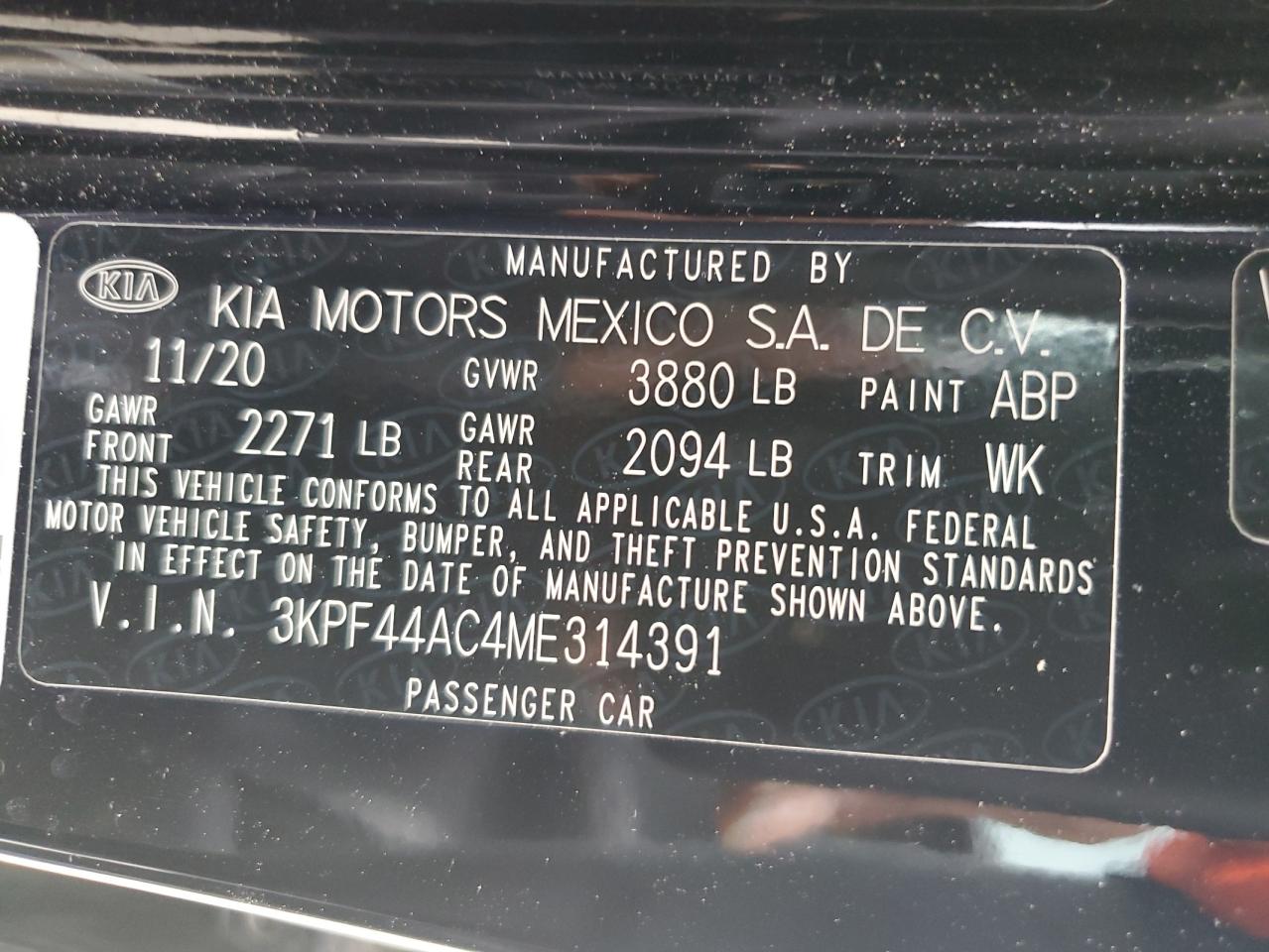 2021 Kia Forte Gt VIN: 3KPF44AC4ME314391 Lot: 64174355