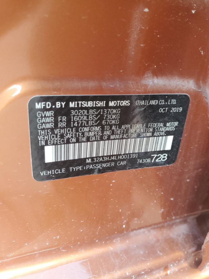 2020 Mitsubishi Mirage Es VIN: ML32A3HJ4LH001391 Lot: 65135525