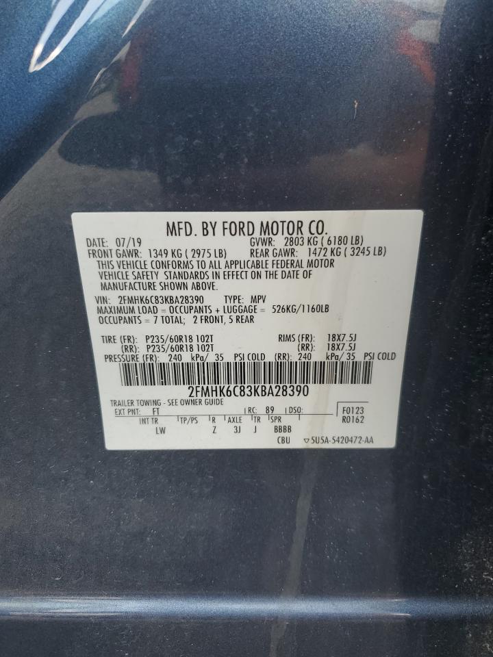2019 Ford Flex Sel VIN: 2FMHK6C83KBA28390 Lot: 63434995