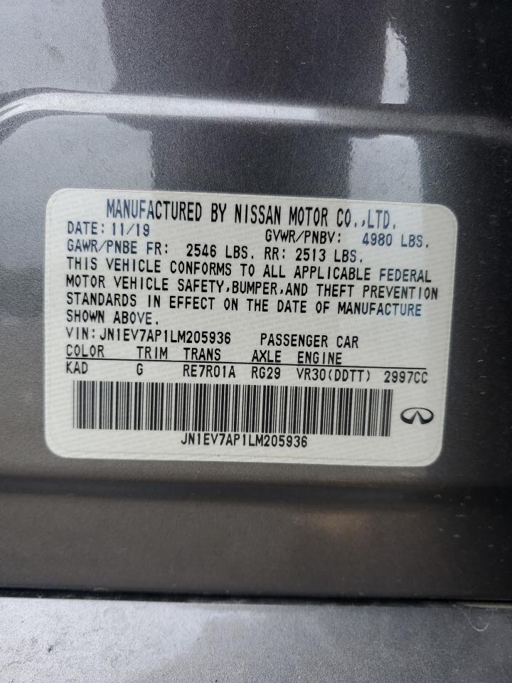 2020 Infiniti Q50 Pure VIN: JN1EV7AP1LM205936 Lot: 63740685