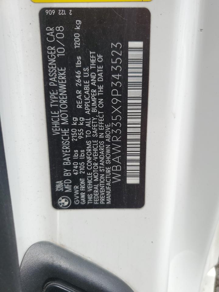 2009 BMW 328 I Sulev VIN: WBAWR335X9P343523 Lot: 65394185