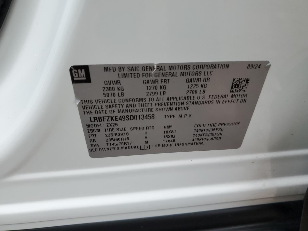 2025 Buick Envision Preferred VIN: LRBFZKE49SD013458 Lot: 65154495