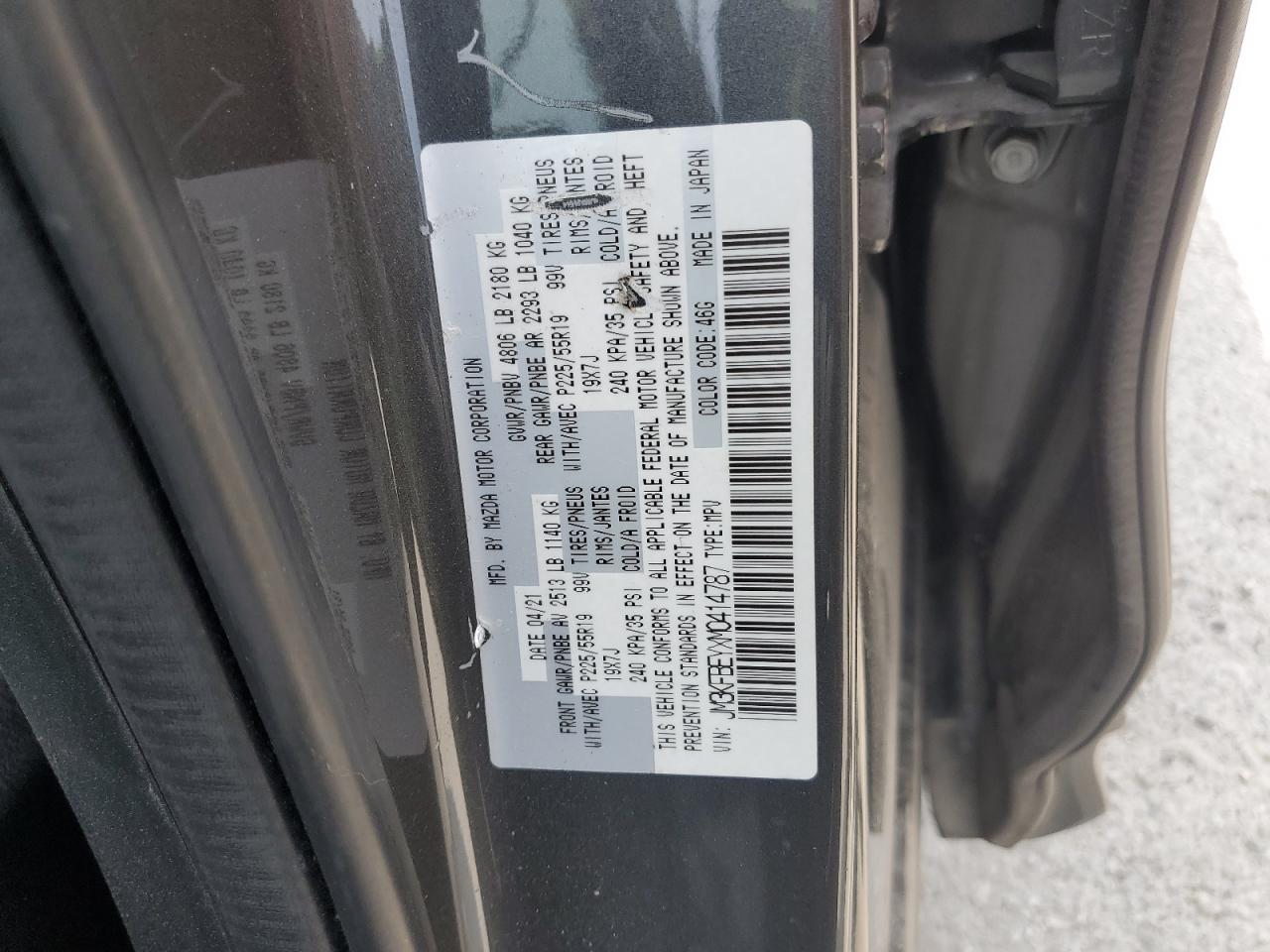 2021 Mazda Cx-5 Signature VIN: JM3KFBEYXM0414787 Lot: 64575355