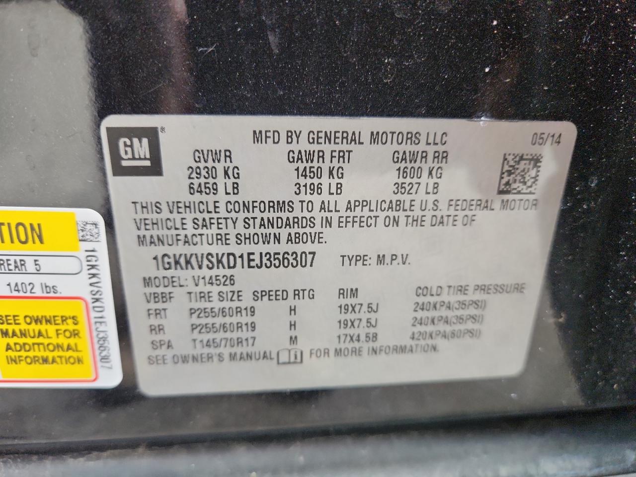 1gkkvskd1ej356307 1GKKVSKD1EJ356307 2014 GMC Acadia Slt-2