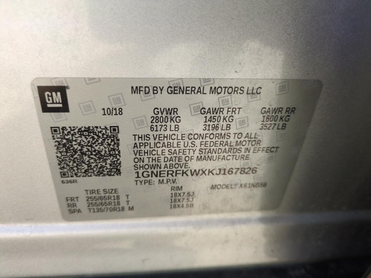 2019 Chevrolet Traverse Ls VIN: 1GNERFKWXKJ167826 Lot: 65040345