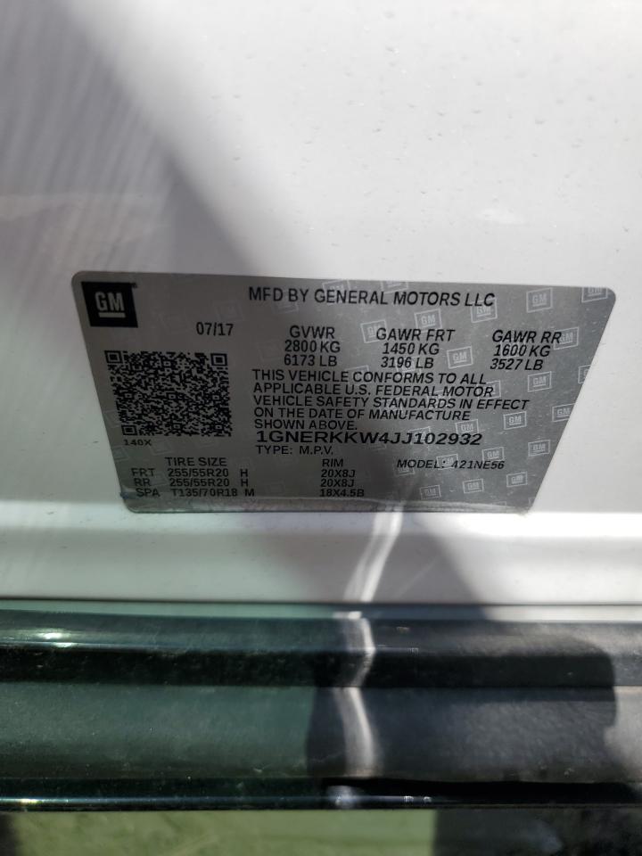 2018 Chevrolet Traverse Premier VIN: 1GNERKKW4JJ102932 Lot: 65181065