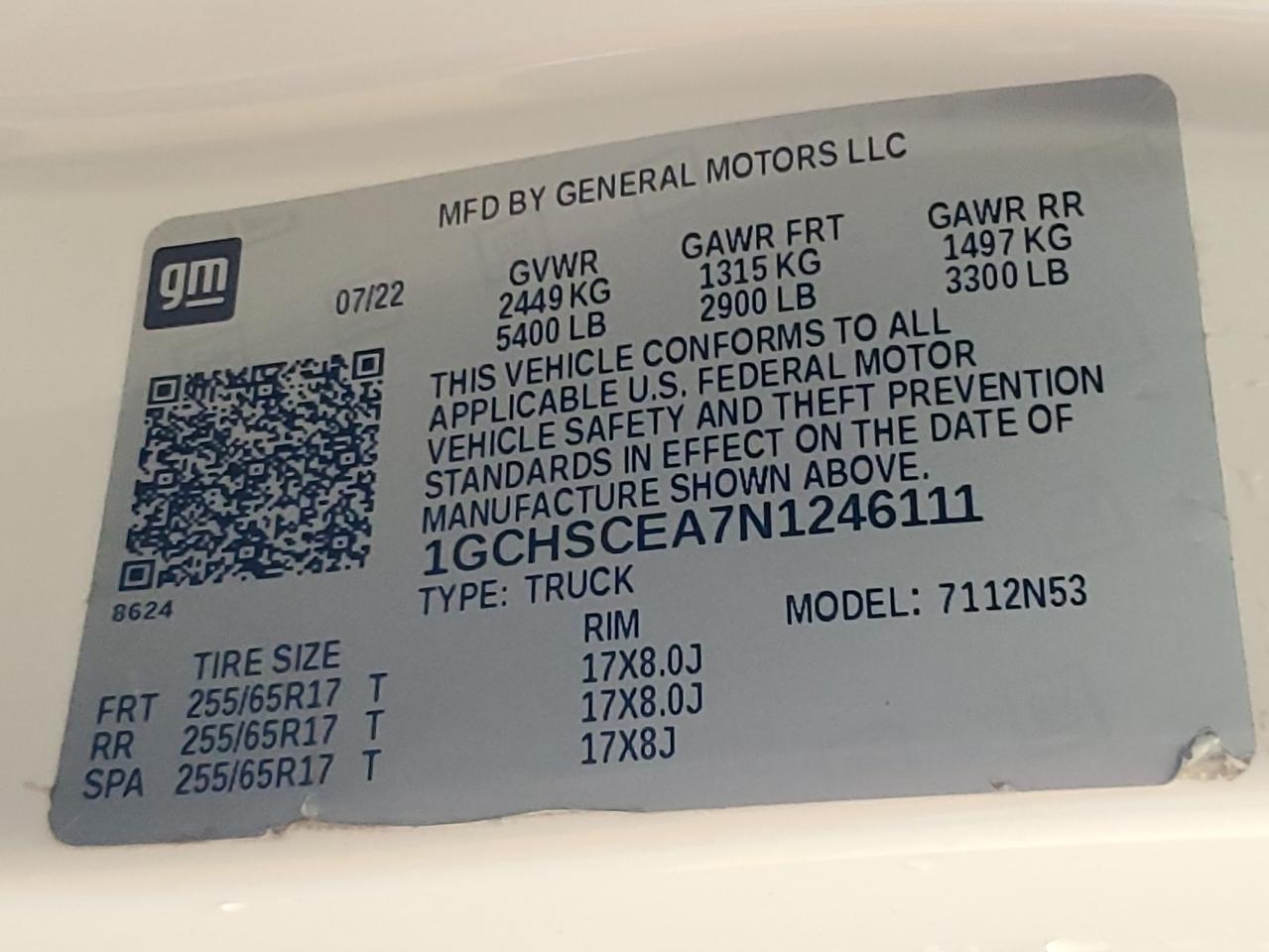 2022 Chevrolet Colorado Lt VIN: 1GCHSCEA7N1246111 Lot: 65347495