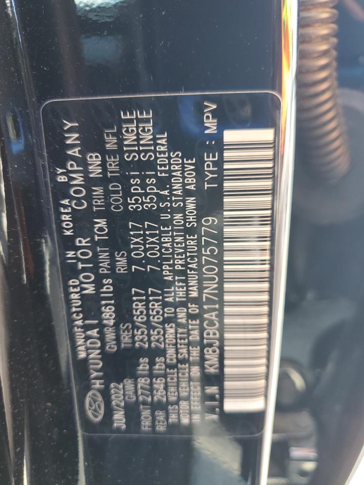 2022 Hyundai Tucson Blue VIN: KM8JBCA17NU075779 Lot: 63761105