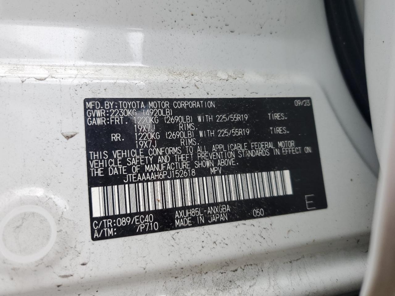 2023 Toyota Venza Le VIN: JTEAAAAH6PJ152618 Lot: 62789815