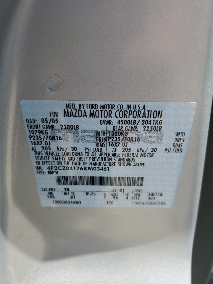 2006 Mazda Tribute S VIN: 4F2CZ04176KM03461 Lot: 61401455