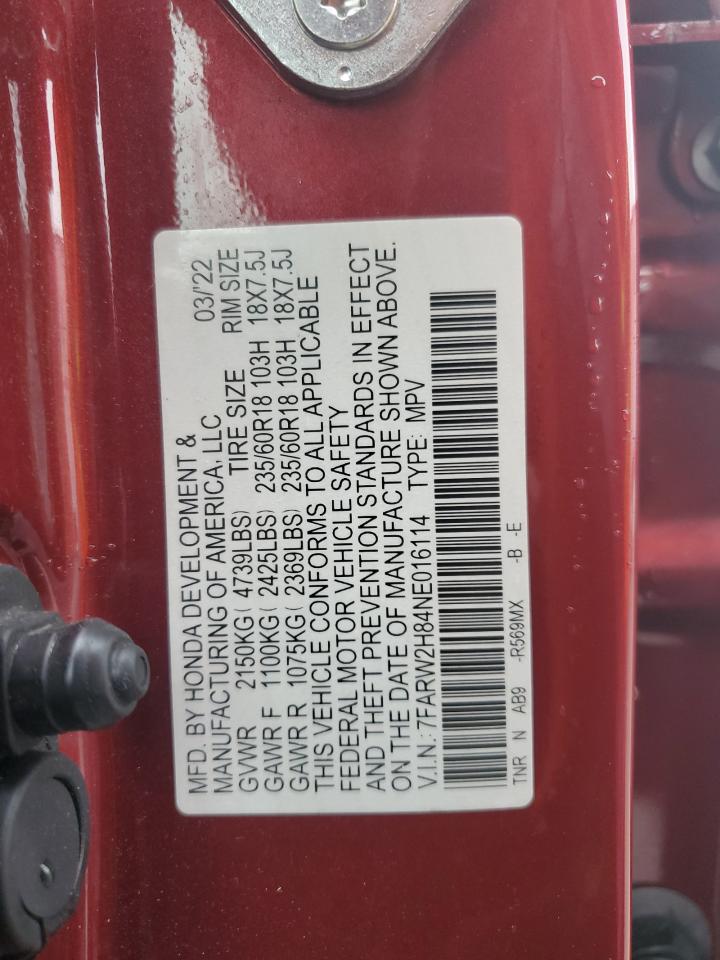 2022 Honda Cr-V Exl VIN: 7FARW2H84NE016114 Lot: 64281795