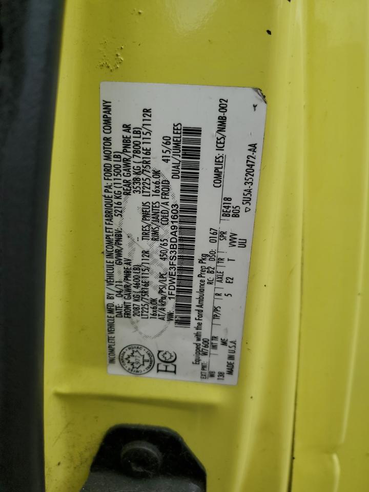 2011 Ford Econoline E350 Super Duty Cutaway Van VIN: 1FDWE3FS3BDA91603 Lot: 62824875