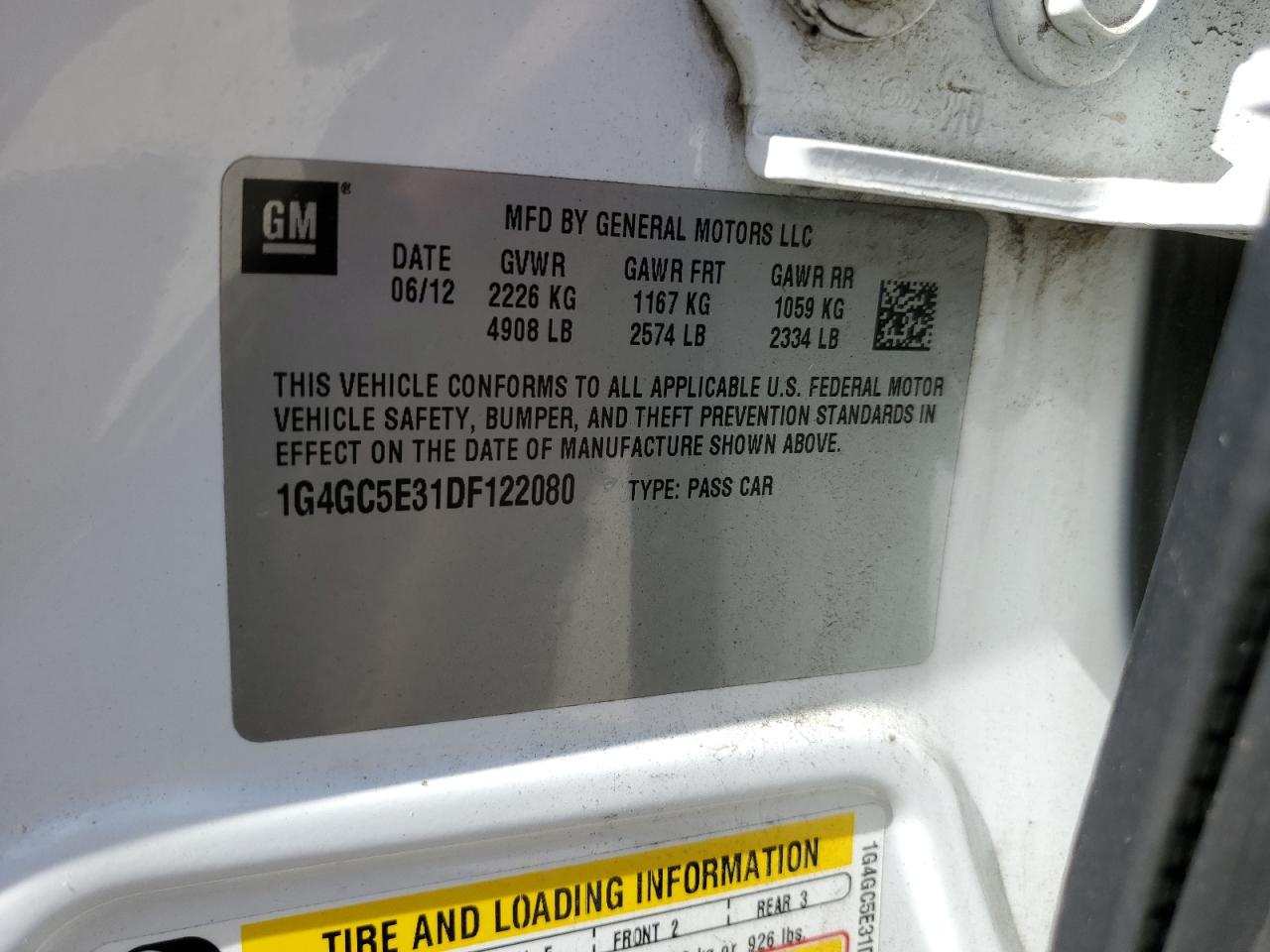 2013 Buick Lacrosse VIN: 1G4GC5E31DF122080 Lot: 63430395