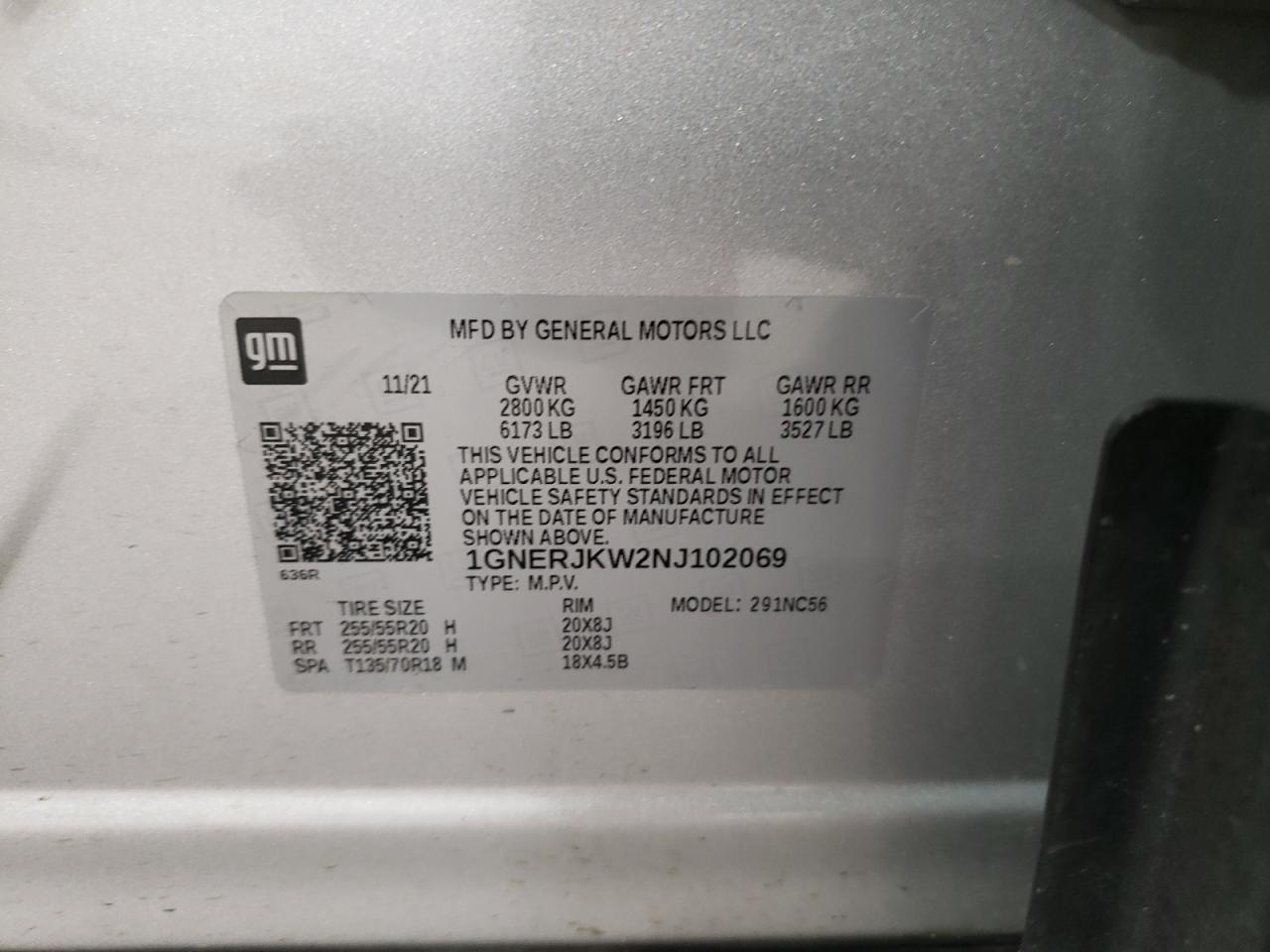2022 Chevrolet Traverse Rs VIN: 1GNERJKW2NJ102069 Lot: 64326385