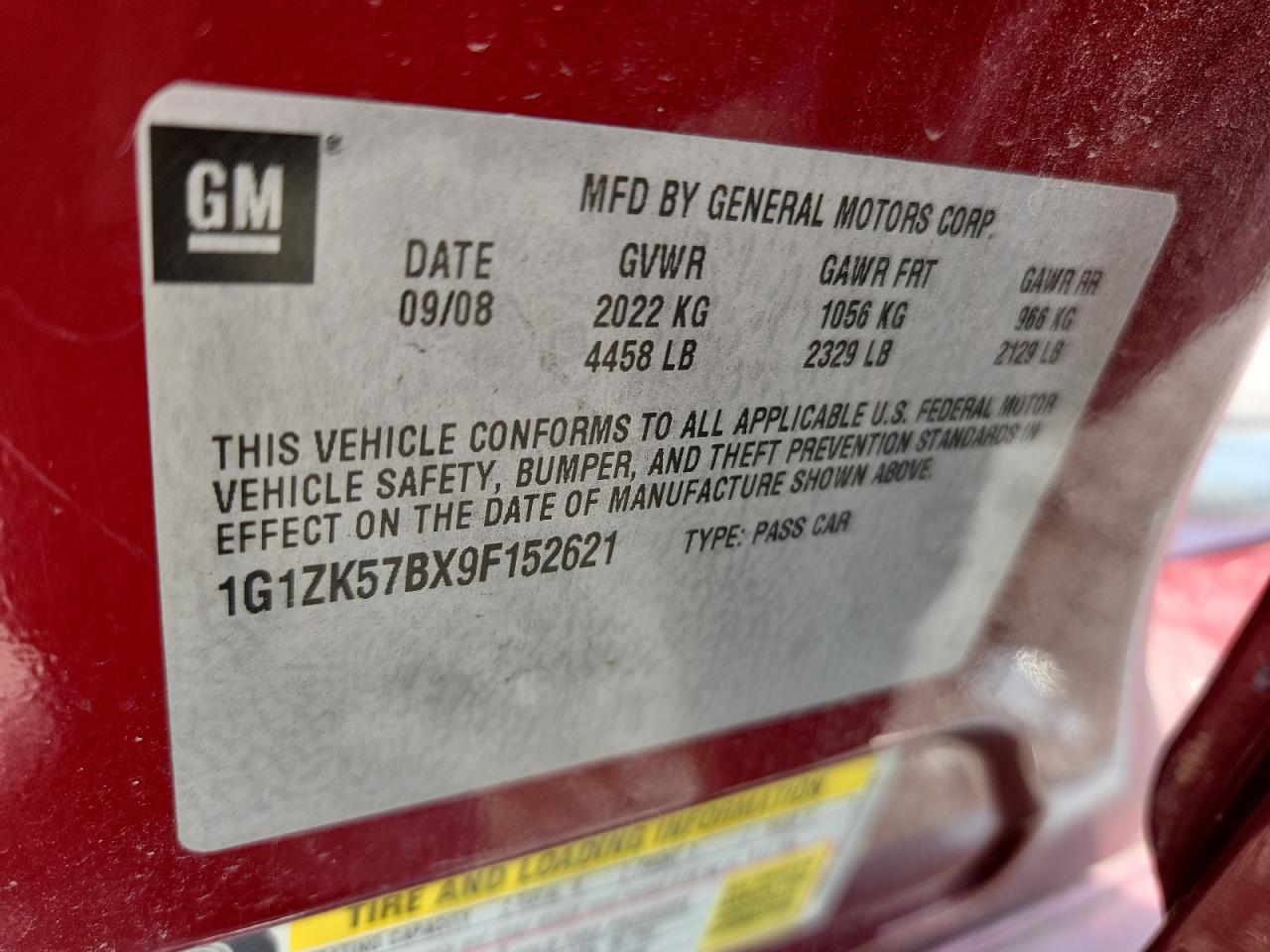 2009 Chevrolet Malibu Ltz VIN: 1G1ZK57BX9F152621 Lot: 64930315