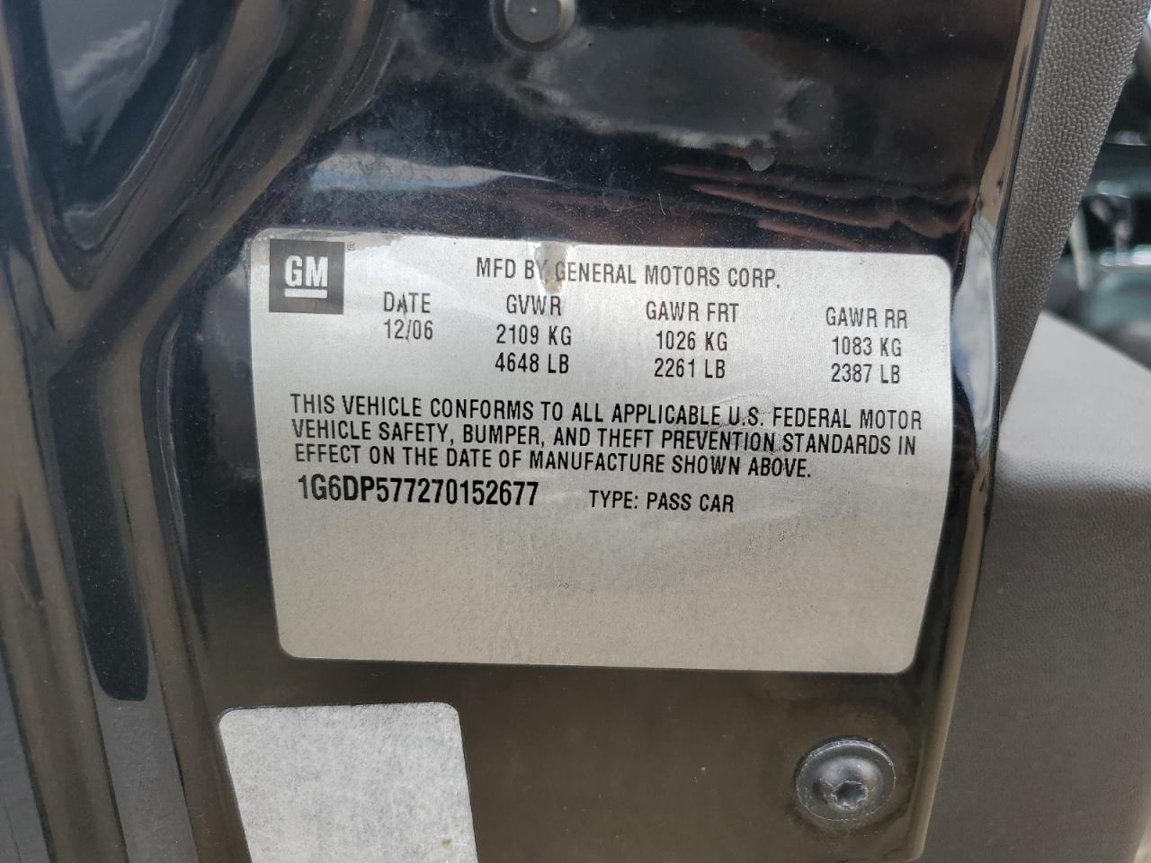 2007 Cadillac Cts Hi Feature V6 VIN: 1G6DP577270152677 Lot: 68357835