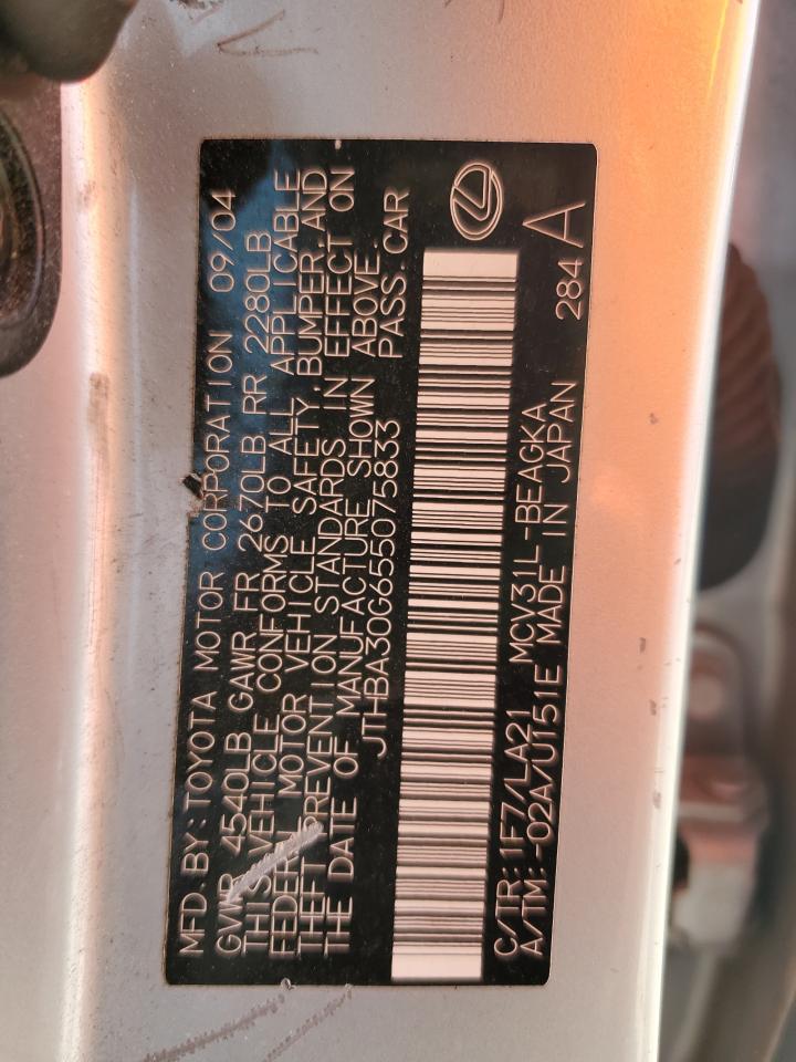 jthba30g655075833 JTHBA30G655075833 2005 Lexus Es 330