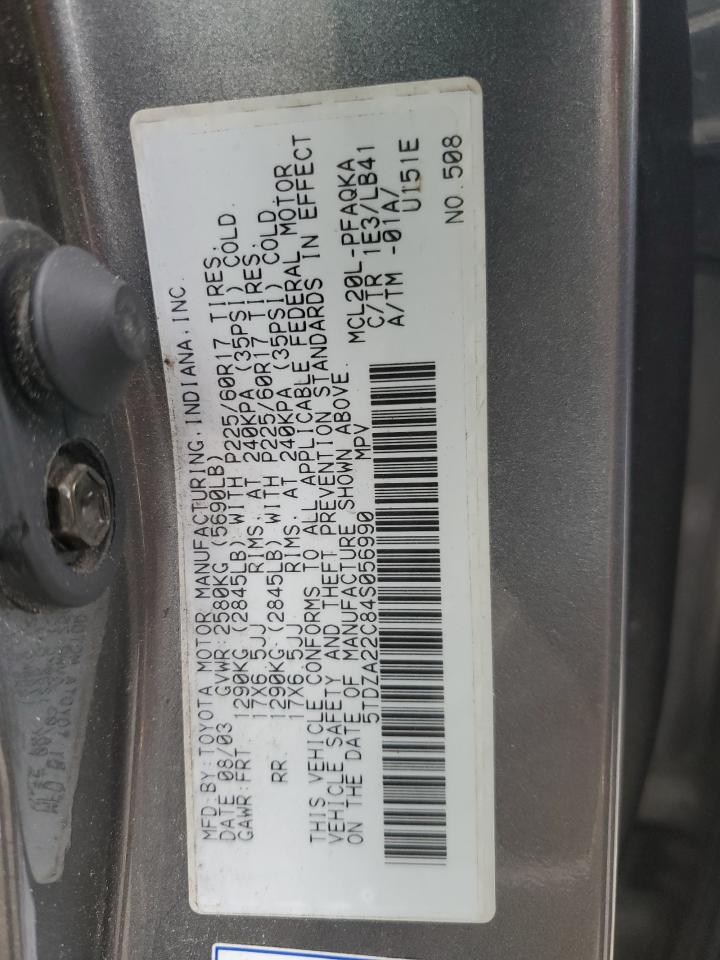 2004 Toyota Sienna Xle VIN: 5TDZA22C84S056990 Lot: 64446265