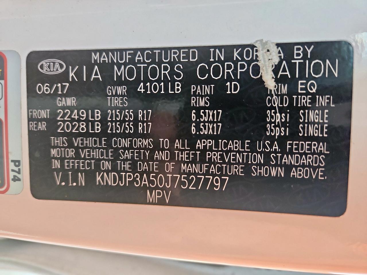 2018 Kia Soul + VIN: KNDJP3A50J7527797 Lot: 62695045
