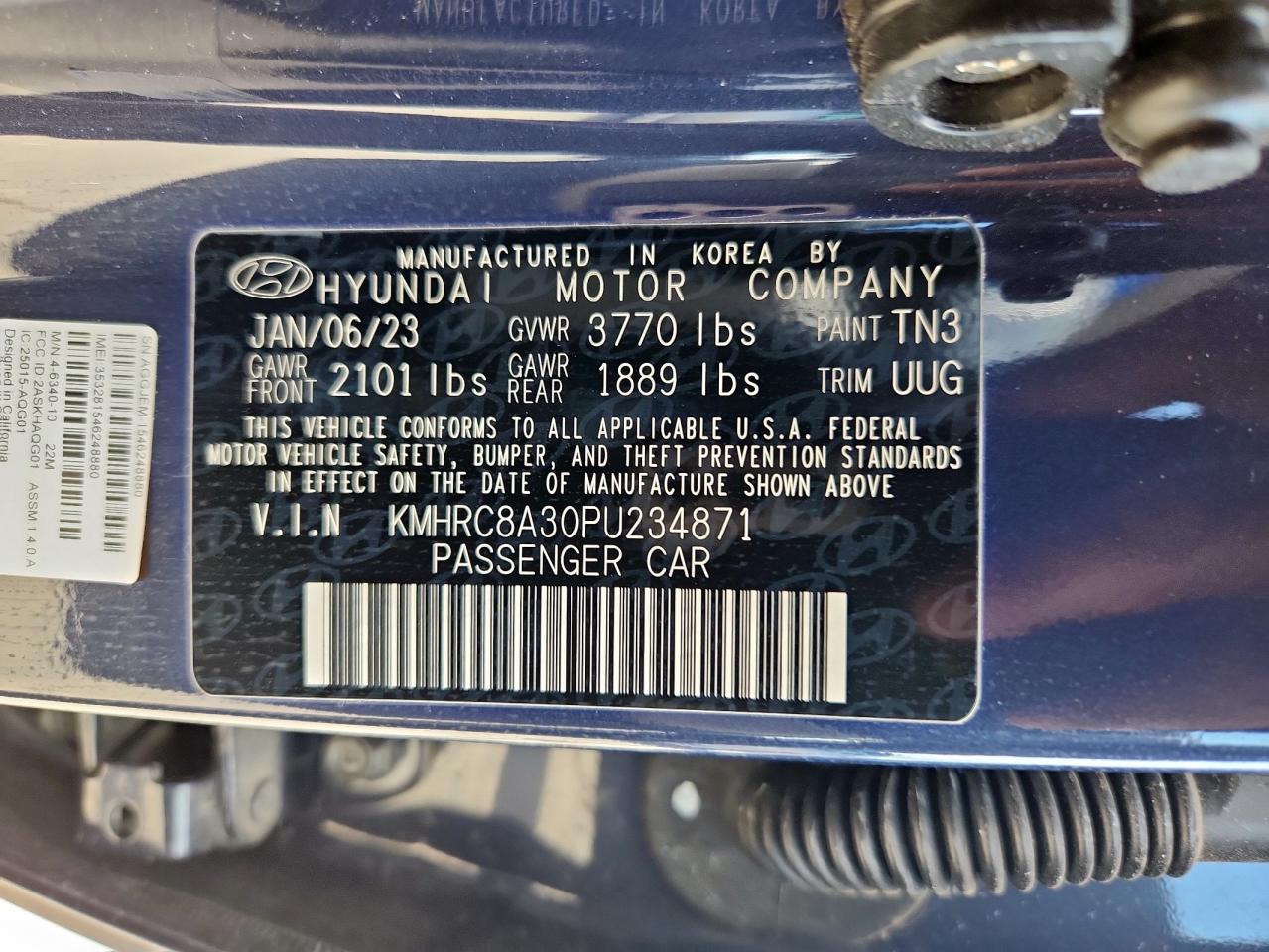 2023 Hyundai Venue Sel VIN: KMHRC8A30PU234871 Lot: 64123195
