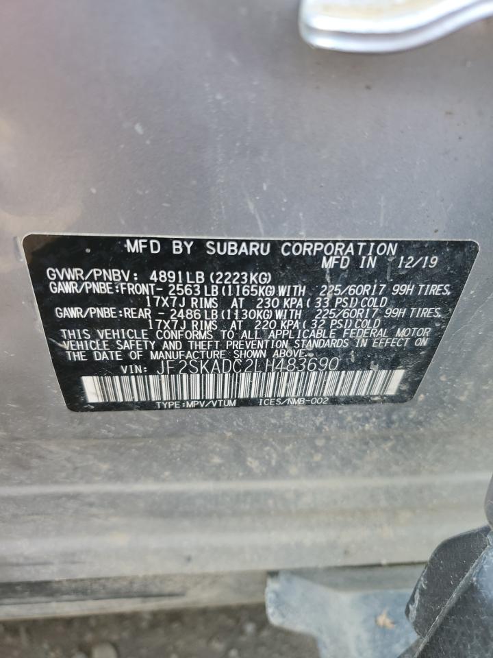 2020 Subaru Forester VIN: JF2SKADC2LH483690 Lot: 65128545