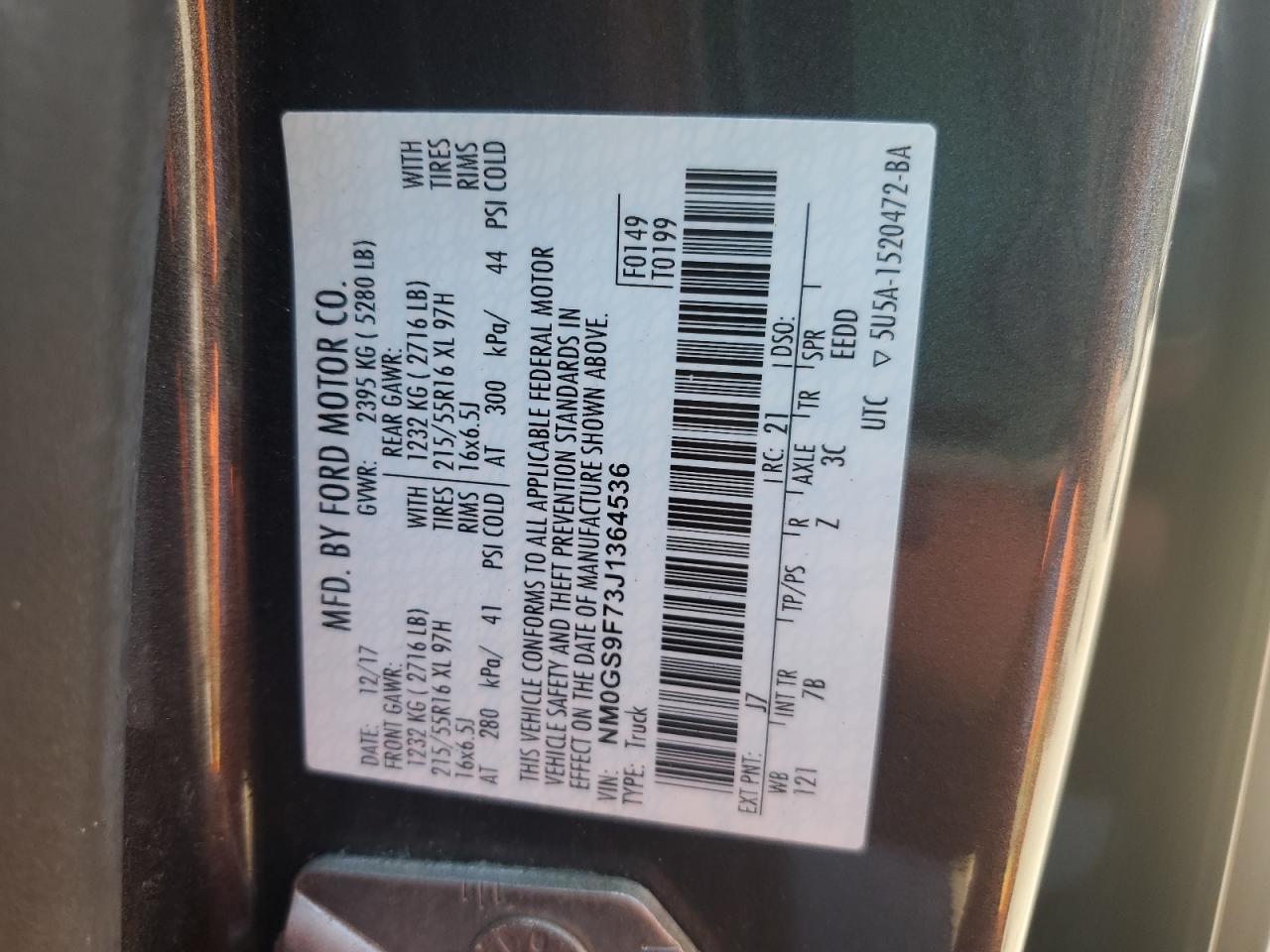 2018 Ford Transit Connect Xlt VIN: NM0GS9F73J1364536 Lot: 63839105