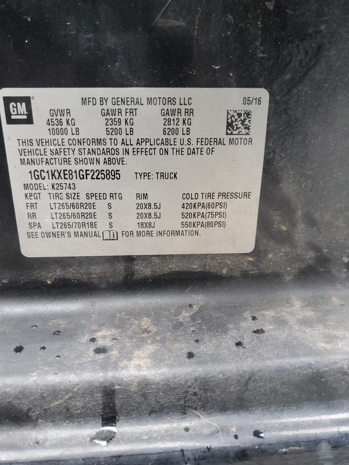 2016 Chevrolet Silverado K2500 High Country VIN: 1GC1KXE81GF225895 Lot: 65597605