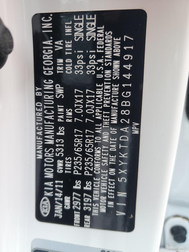 2011 Kia Sorento Base VIN: 5XYKTDA28BG144917 Lot: 64931185