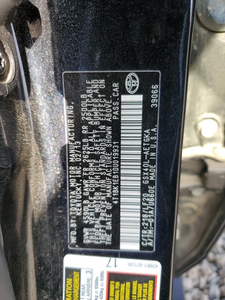 2013 Toyota Avalon Base VIN: 4T1BK1EB1DU019931 Lot: 64526125