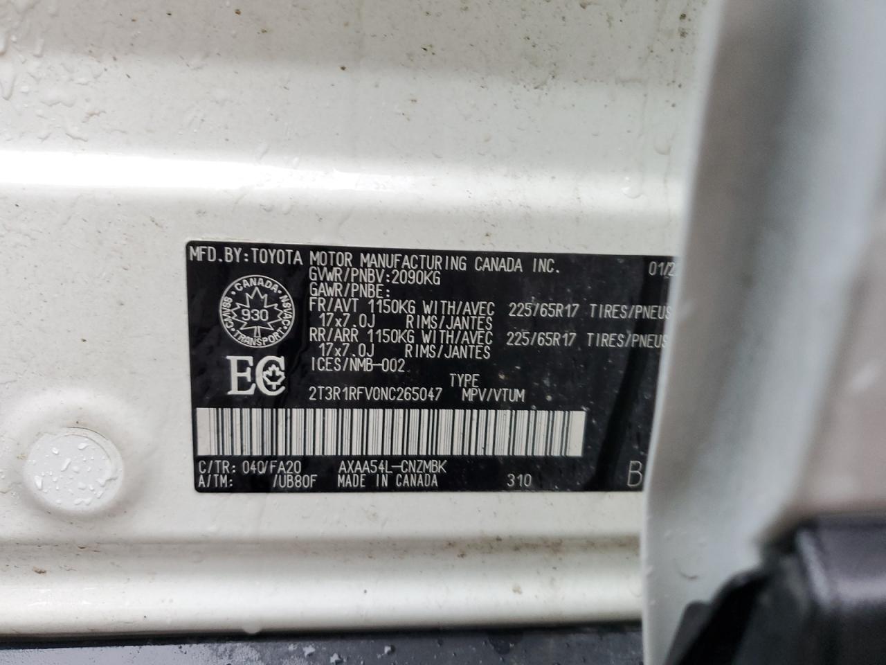 2022 Toyota Rav4 Xle VIN: 2T3R1RFV0NC265047 Lot: 65009865