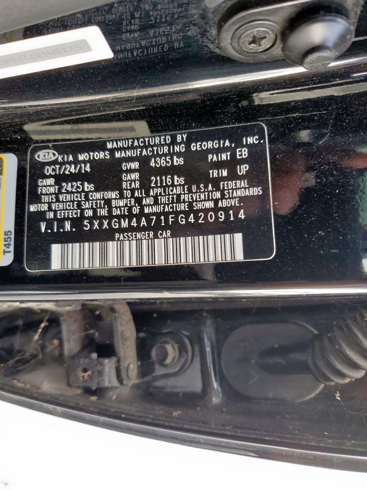 2015 Kia Optima Lx VIN: 5XXGM4A71FG420914 Lot: 65019825