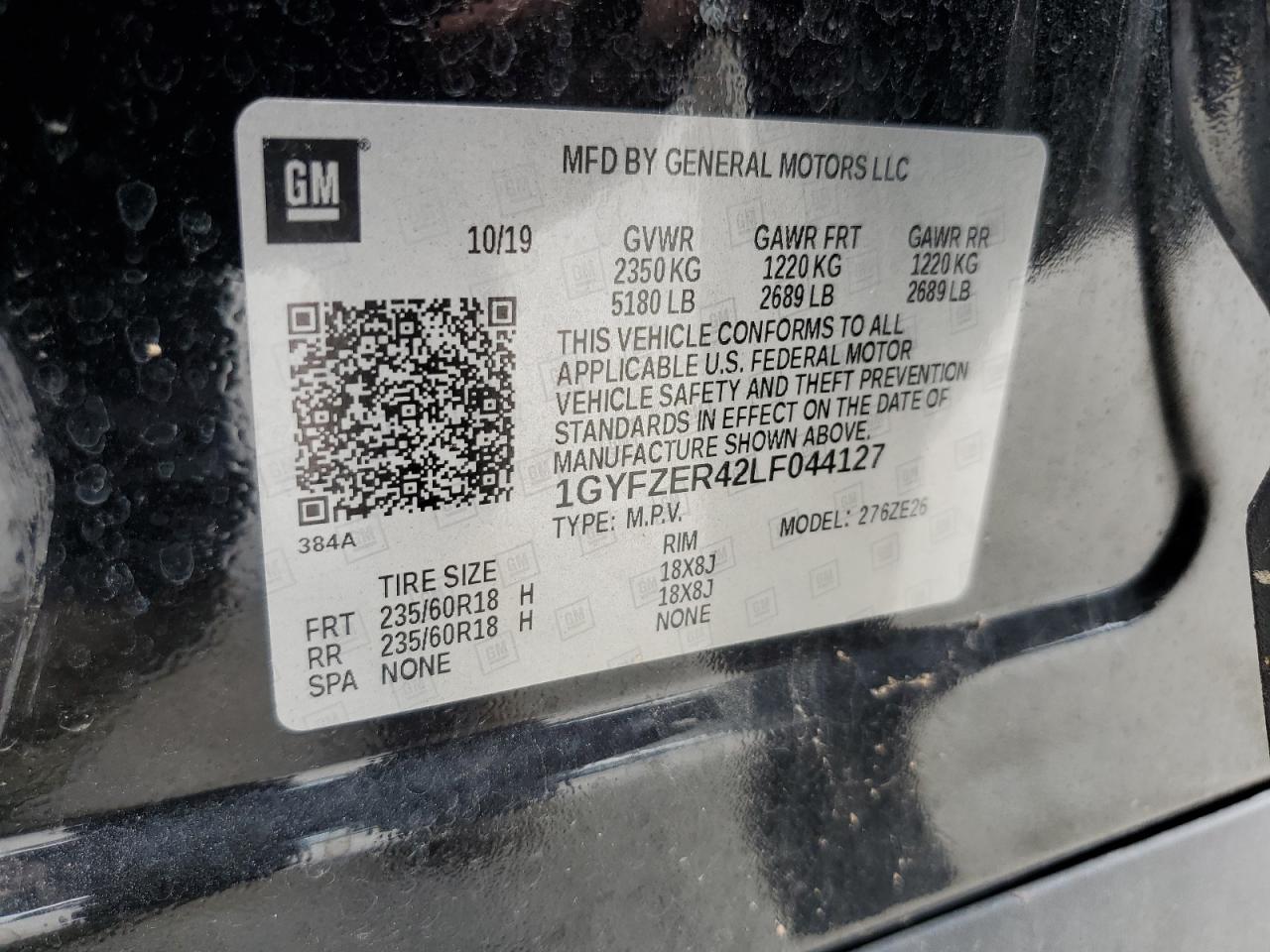 2020 Cadillac Xt4 Sport VIN: 1GYFZER42LF044127 Lot: 65801015