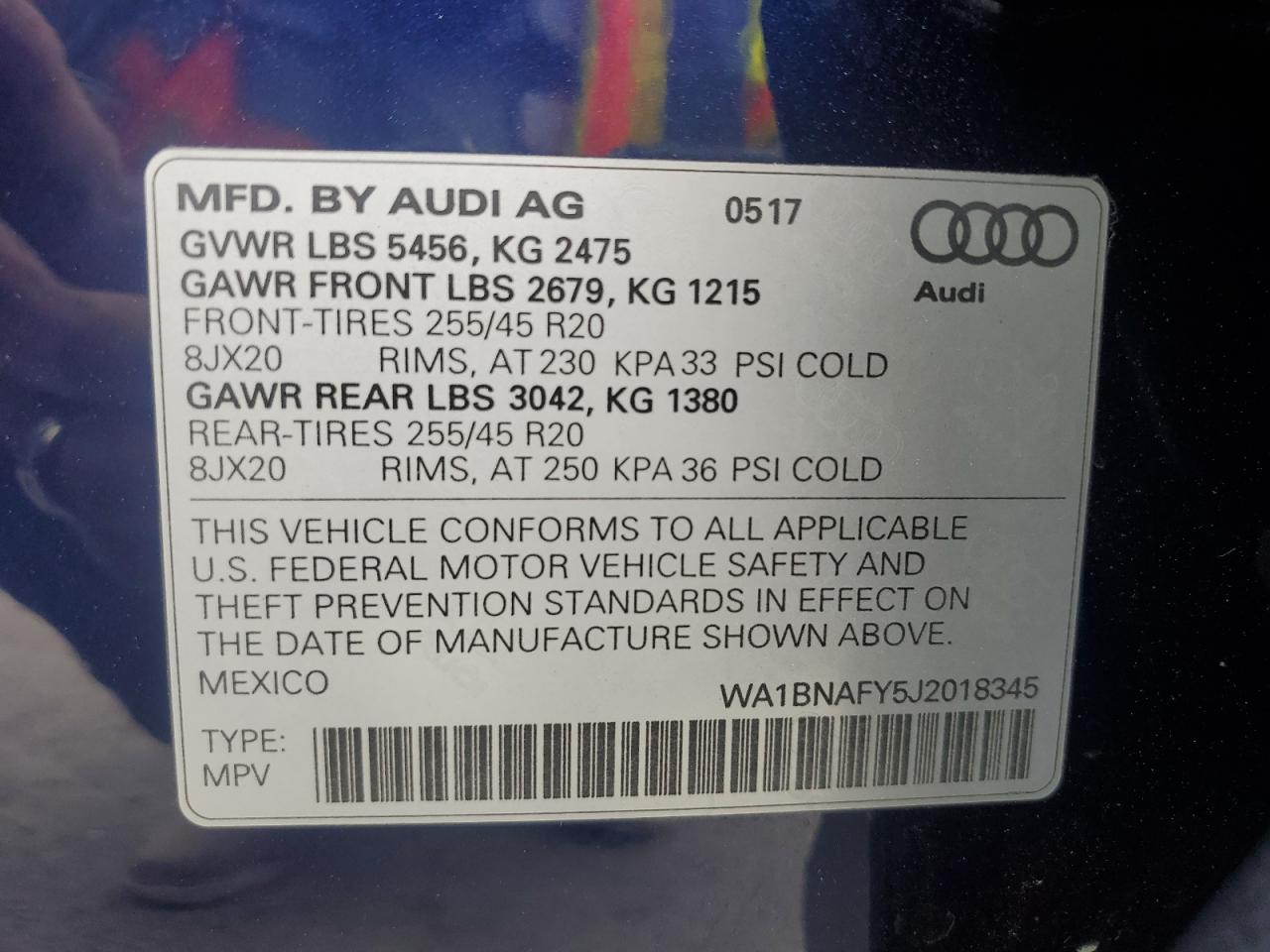 2018 Audi Q5 Premium Plus VIN: WA1BNAFY5J2018345 Lot: 65563155
