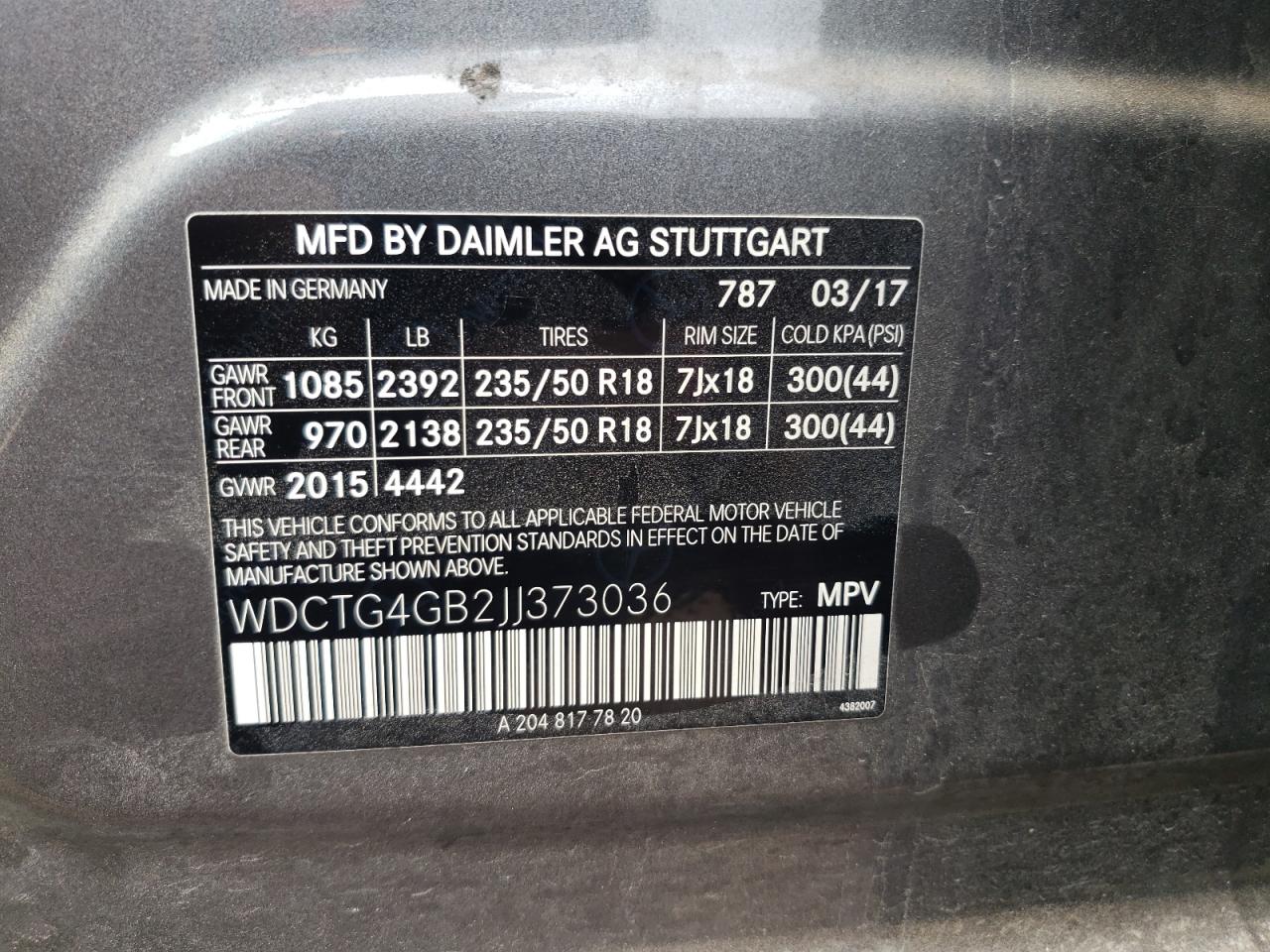 wdctg4gb2jj373036 WDCTG4GB2JJ373036 2018 Mercedes-Benz Gla 250 4Matic