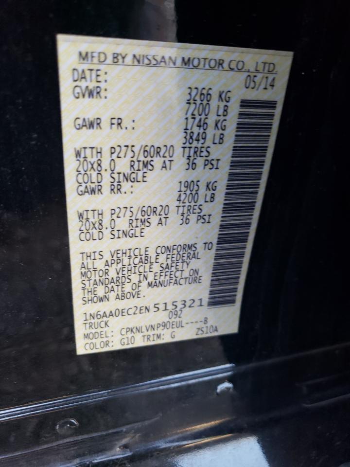 2014 Nissan Titan S VIN: 1N6AA0EC2EN515321 Lot: 64184805