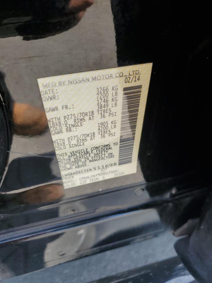 2014 Nissan Titan S VIN: 1N6BA0EC1EN511698 Lot: 63511045